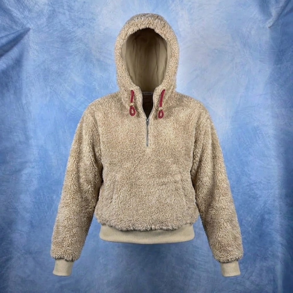 Lululemon Oh So Sherpa Half Zip Trench Tan Teddy Bear Hoodie Jacket Size 6